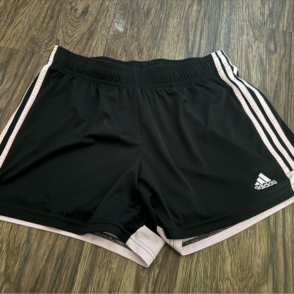 Adidas Womens Black and Pink Athletic Basketball Shorts Large 16-18